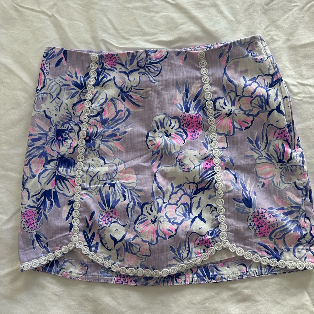 Lilly Pulitzer Floral Mini Skirt in Purple and Pink